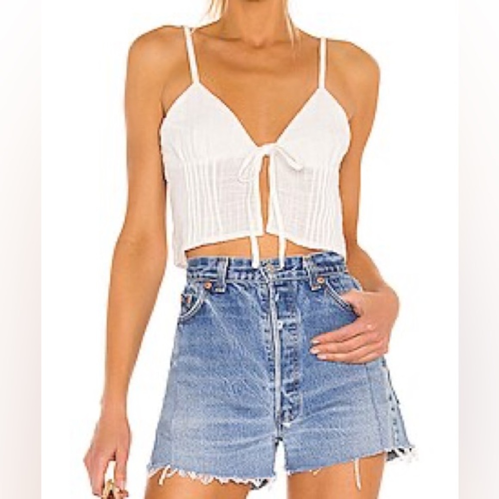 Indah Dusty Tie Front Camisole in White